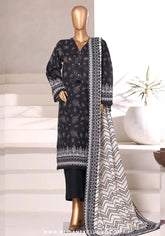 Sadabahar Printed Stitched Khaddar 3PC Collection - 2025 (BLACK D-07)